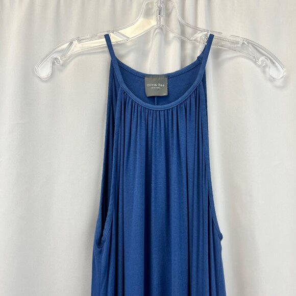 Olivia Rae Halter Round Hem Maxi Shift Dress Blue Womens Size XS - Picture 3 of 9